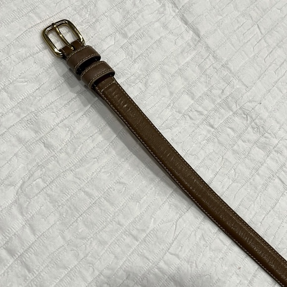Marshall Fields  belt tan gold trim 32‎ inches unisex vintage main image 6